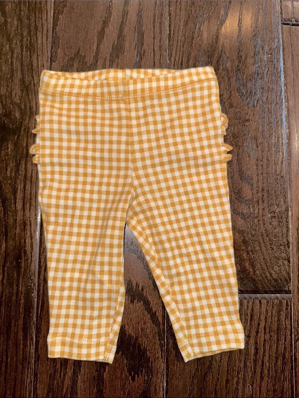 Carter's Yellow and White Gingham Baby leggings size 3 months